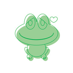 Smiling frog with heart. Vector