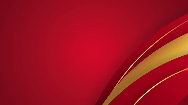 motion red background with waves golden ribbon
