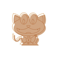 Cat eating from bowl. Vector