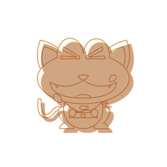 Cat eating happy face. Vector