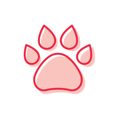 Pink paw print icon. Vector