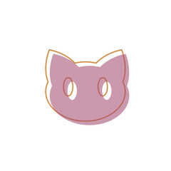Pink cat face icon. Vector