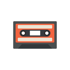 Orange cassette tape. Vector