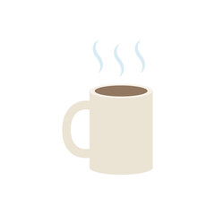 Beige coffee mug with steam. Vector