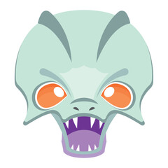 Green dragon head roaring. Vector
