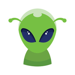 Green alien with antennae. Vector