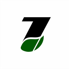 Number seven logo design with leaf elements.