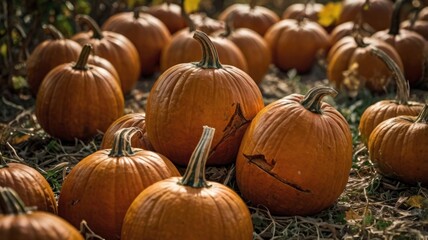 A Bountiful Harvest of Pumpkins in the Field