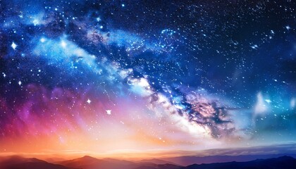 expansive cosmic backdrop featuring vibrant colors and twinkling stars in an abstract space setting