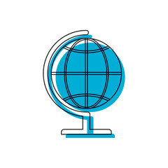 Blue globe with stand outline. Vector