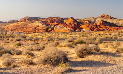 Dramatic white Silica Dome sandstone formations in Valley of Fire state park Nevada