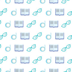Books and glasses pattern. Vector