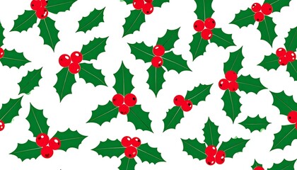 Holly berries pattern background