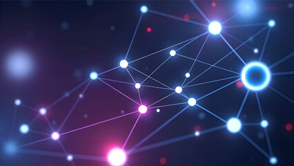 Fototapeta premium Connected Nodes Abstract Network of Light and Data, Interconnected System, Neural Network, Communication