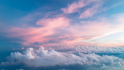 Naklejka premium dreamy pastel cloud background soft pink blue abstract art bokeh effect fantasy sky wallpaper