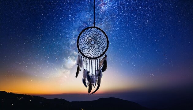 dreamcatcher underneath a starry night sky - Powered by Adobe
