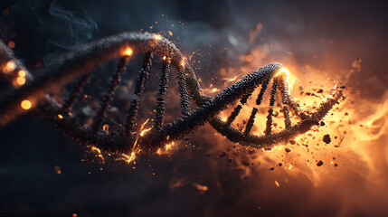 DNA Molecule Biology Genome Genetics Research Helix Structure Biotechnology Evolution Theory Energy Glow Dark Fluorescence Swirl Visualization Art 