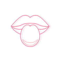 Obraz premium Outlined lips with tongue. Vector
