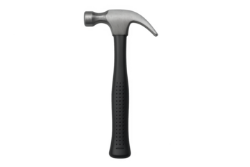 Claw hammer with black handle on transparent background