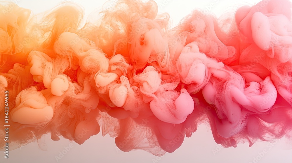 Poster abstract flowing cloud of color mixing and blending in smooth, soft gradients creating dreamlike