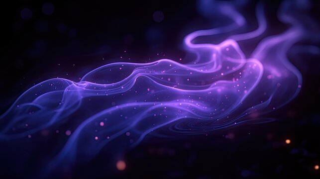 Abstract purple smoke trails flowing in a dark space with particles effect art - Powered by Adobe