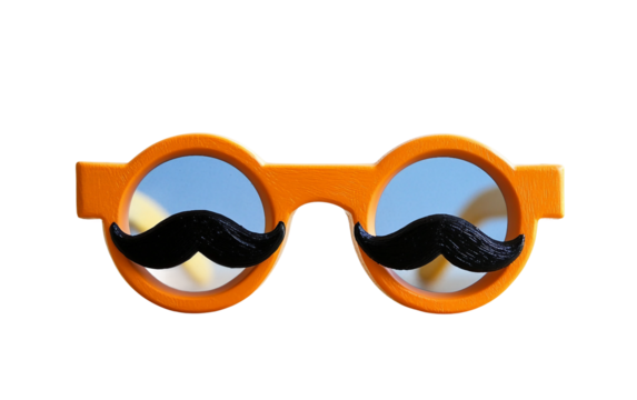 Comical joke glasses with attached fake nose and mustache representing classic disguise accessory for humor isolated on transparent background PNG