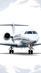 Obraz premium White private jet front view image