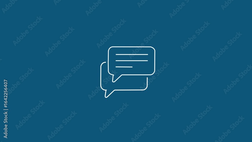 Poster message box line icon animation text chat box sign symbol on black background, chat box text message