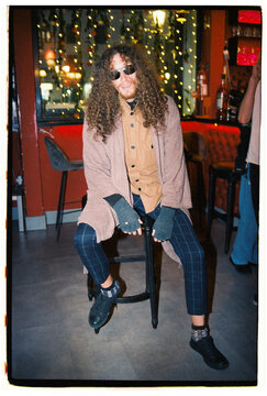 Hippie man in a nightclub