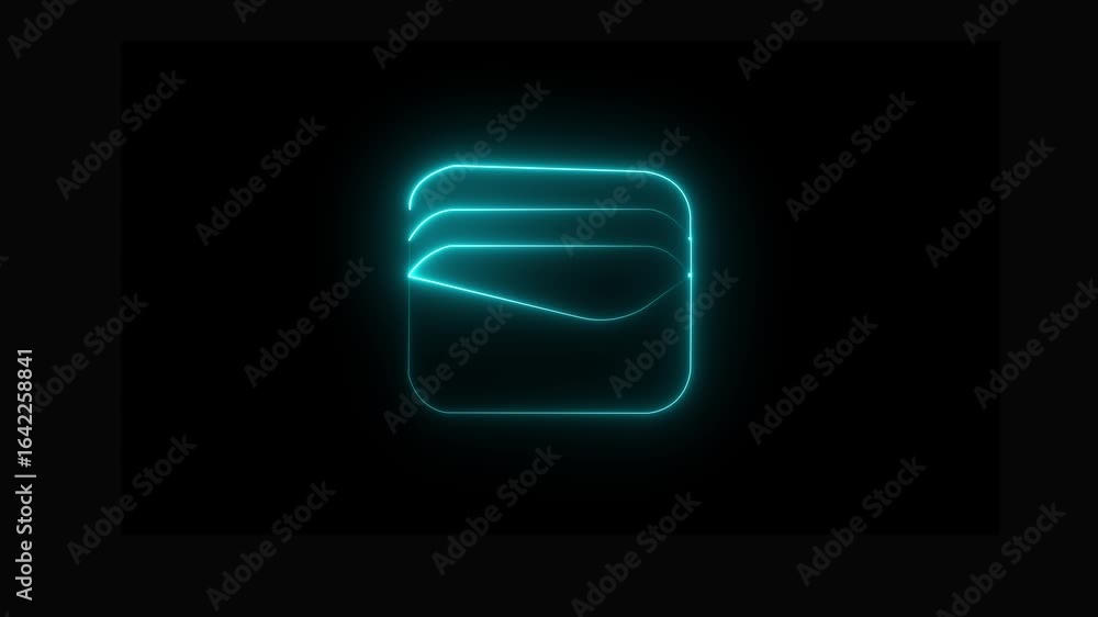 Poster glowing neon symbol and wallet icon . neon light effect animation of a wallet icon with a dollar sig