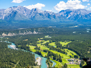 Scenic valley and mountains view from Tunnel Mountain in Banff