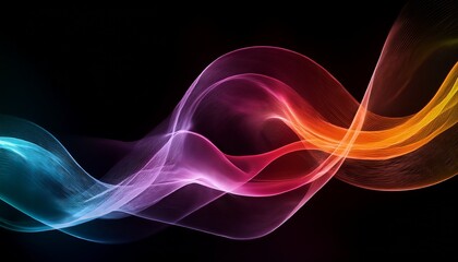 Naklejka premium abstract colorful smoke background with vibrant flowing wave on black art design