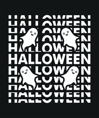 Halloween Ghost Repeated Text Pattern – Cute Spooky Ghosts Typography T-Shirt Design
