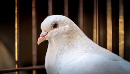 a white dove confined within a cage