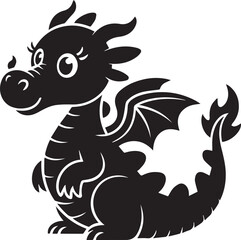 baby dragon silhouette isolated vector fantasy reptile mythical creature design for print and digital use