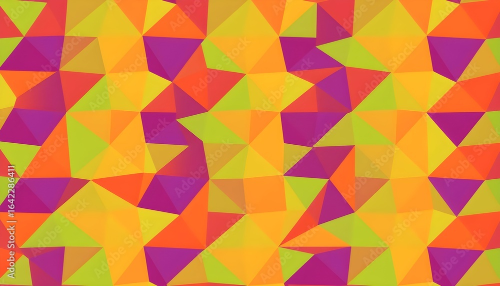 Poster a vibrant abstract design composed of colorful geometric shapes, creating a dynamic pattern.