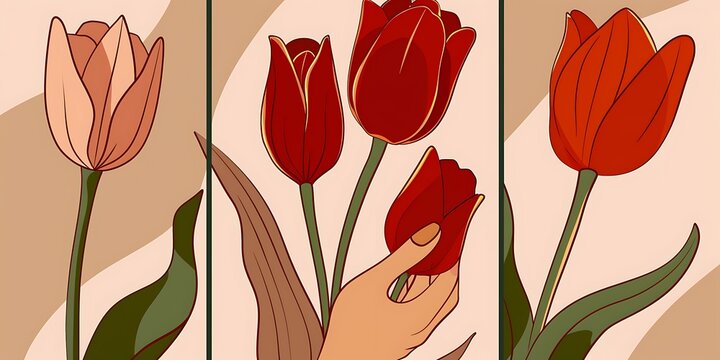 red tulips on white background