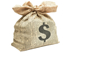 Close-up of a money bag next to a tax return file symbolizing financial responsibility and effective tax management strategies isolated on transparent background PNG