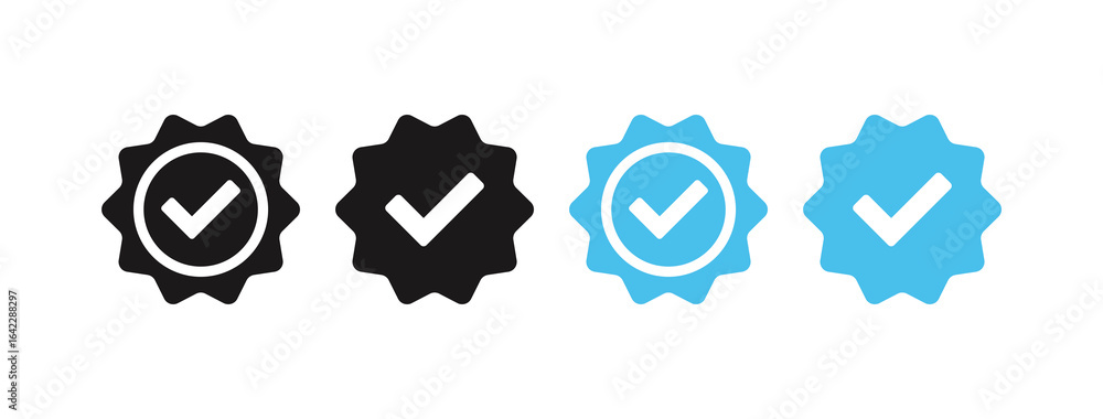 Poster verified badge icon tick symbol vector approved check mark icon. blue checkmark icons - certificate 