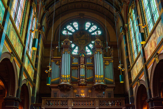Windows inside the Basilica of Saint nicholas church in amsterdam