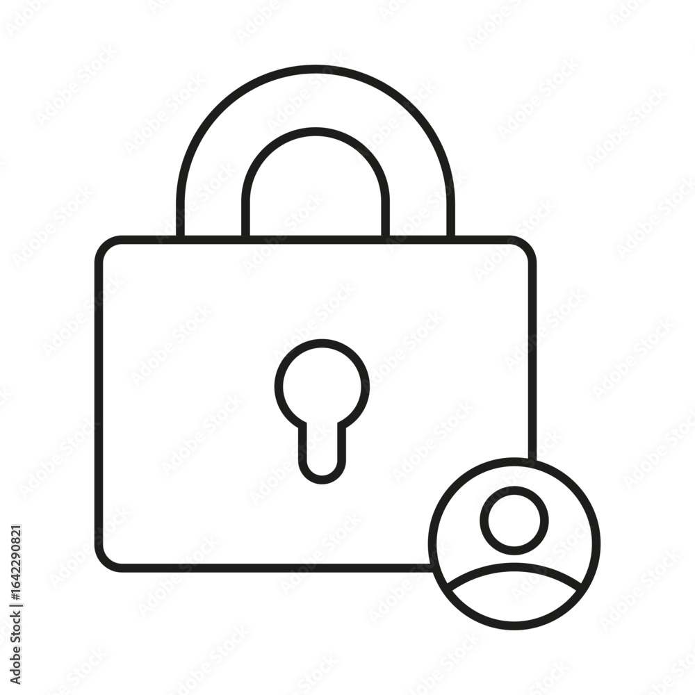 Poster secure password padlock. locked user profile. login security vector. private account icon.