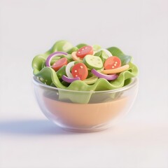 3d fresh vegetable salad in glass bowl cartoon style icon isolated on white background healthy eating neurodiversity autism ADHD awareness
