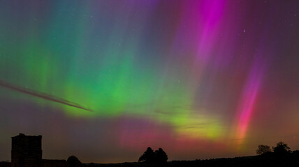 Rare multi-coloured aurora borealis above the skies in Dorset