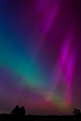 Rare multi-coloured aurora borealis above the skies in Dorset