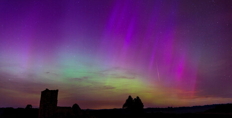 Rare multi-coloured aurora borealis above the skies in Dorset