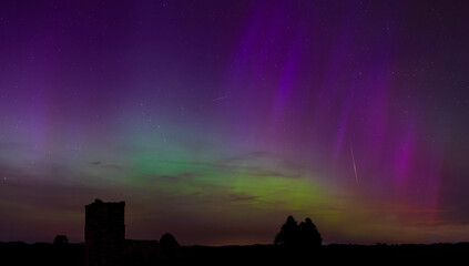 Rare multi-coloured aurora borealis above the skies in Dorset