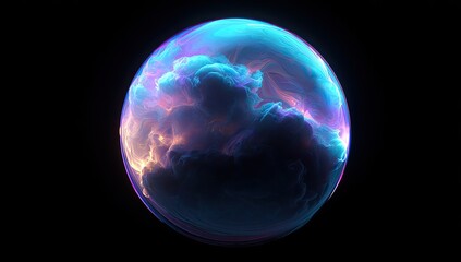 Abstract sphere of swirling, vibrant nebulae