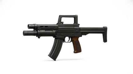 Minimalist Product Photo of OTs-14 Groza Rifle on White Background
