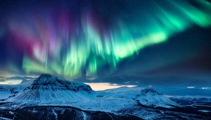 experience enchanting spectacle of aurora borealis as it paints night sky with a breathtaking palette of celestial colors bewitching lights that dance with ethereal grace and an otherworldly ambianc