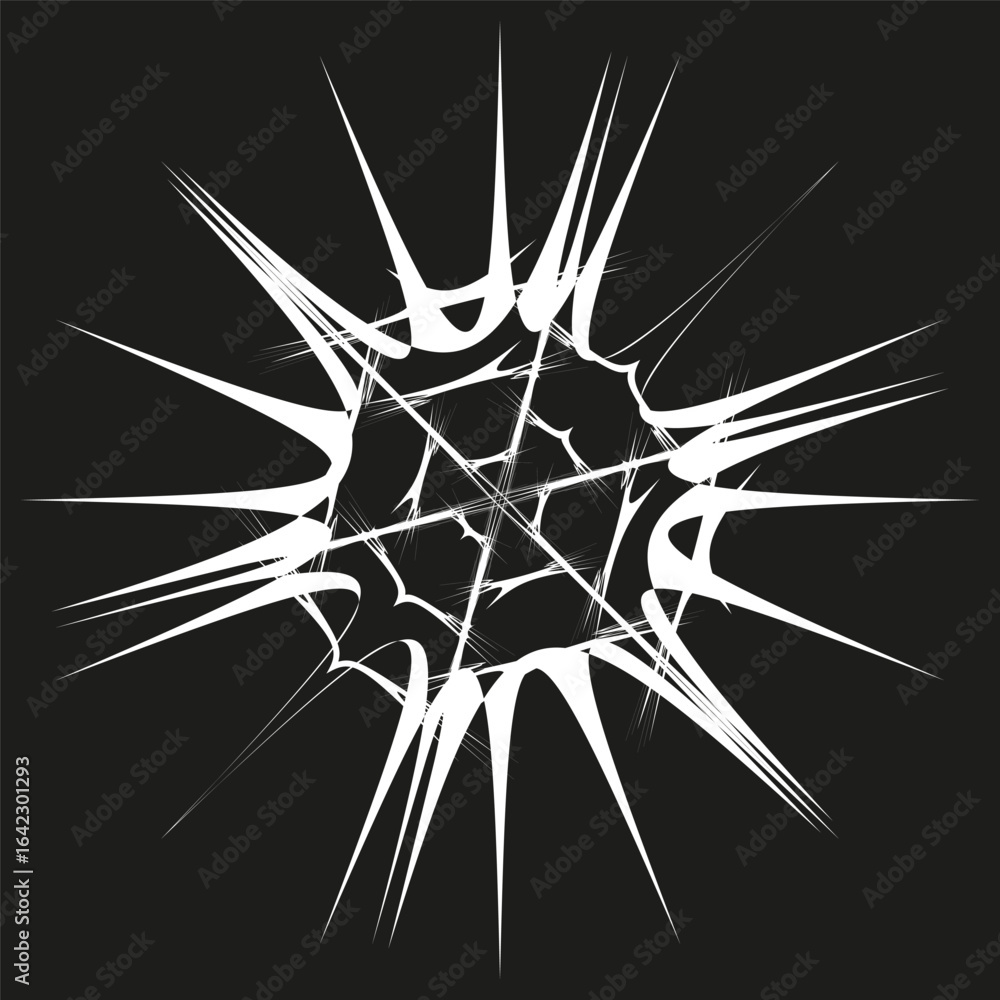 Poster abstract starburst explosion. dynamic vector graphic. concentric light lines. radial motion symbol.